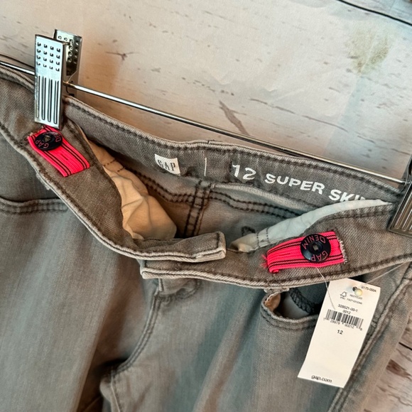 NWT Gap Kids Girl Super Skinny Jeans Stretch Grey Denim Adjustable Sz 12 Reg - Picture 7 of 15